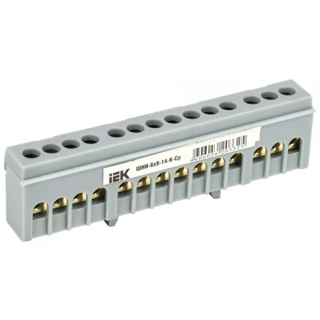 Шина L "фаза" в корпусном изоляторе на DIN-рейку ШНИ-6х9-14-К-Ср IEK YNN10-69-14KD-K02