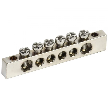 Шина PEN "земля-ноль" 6х9мм 6/2 с никелевым покрытием (6групп/крепеж по краям) IEK YNN11-06-100-N