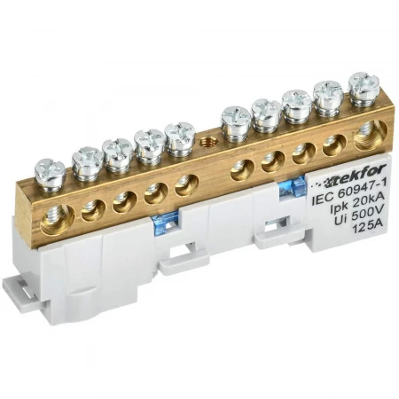 TEKFOR Шина N "ноль" неизолированная на универсальном держателе 8х12-10-С IEK TF-NN20-10-DL-K07