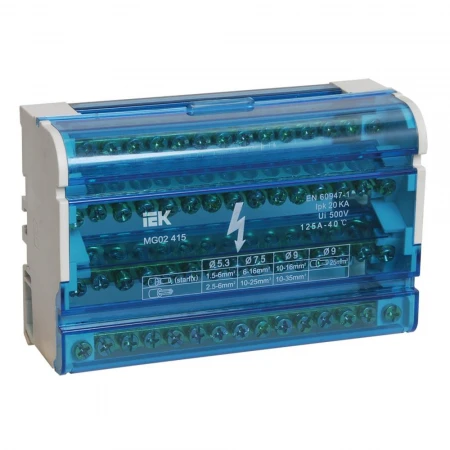Шины на DIN-рейку в корпусе (кросс-модуль) ШНК 4х15 3L+PEN IEK YND10-4-15-125