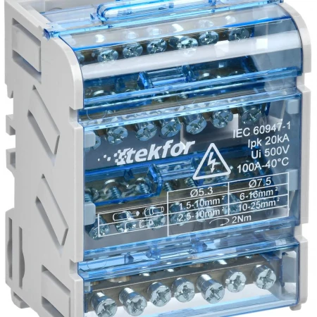 TEKFOR Шины на DIN-рейку (кросс-модуль) ШНК 4х7 3L+PEN IEK TF-DN10-4-07-100