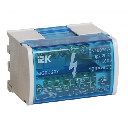 Шины на DIN-рейку в корпусе (кросс-модуль) ШНК 2х7 L+PEN IEK YND10-2-07-100