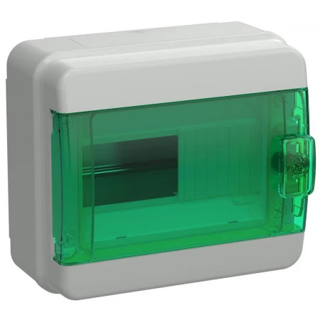 TEKFOR Корпус пластиковый КМПн-8 IP65 зеленая прозрачная дверь IEK TF5-KP72-N-08-65-K03-K06