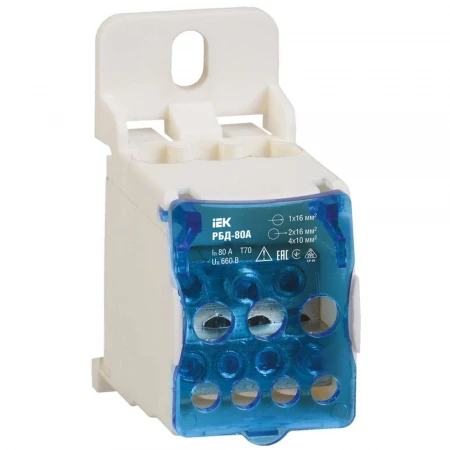 Блок распределительный РБД-80А на DIN-рейку IEK RBD-80