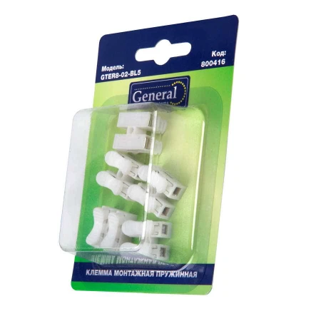 General GTER8-02-BL5 Клемма монтажная пружинная 2-проводная, блистер 5шт