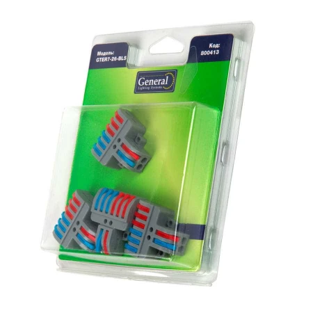 Клемма универсальная монтажная разветвительная General GTER7-26-BL5 2х6 проводов, блистер 5шт