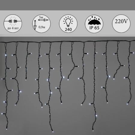 Уличная светодиодная гирлянда Sneha бахрома 230V теплый белый постоянный A-518 W