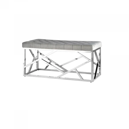 Банкетка Stool Group АРТ ДЕКО вельвет серый сталь серебро BENCH-016-GR