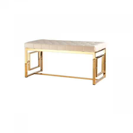 Банкетка Stool Group БРУКЛИН вельвет бежевый сталь золото BENCH-012-TG-BG