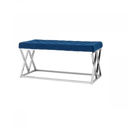 Банкетка Stool Group ИНСИГНИЯ вельвет синий сталь серебро BENCH-011
