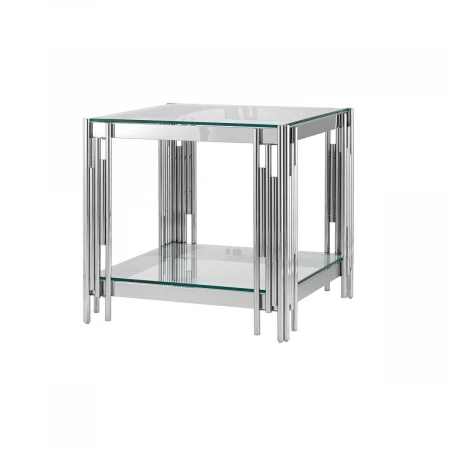 Журнальный стол Stool Group Гэтсби 55*55 прозрачное стекло/сталь серебро УТ000000888