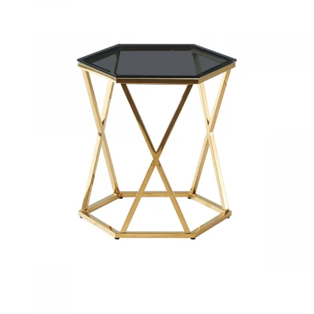 Журнальный стол Stool Group Круз 48*42 стекло черный/сталь золото УТ000036340