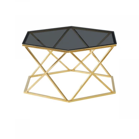 Журнальный стол Stool Group Круз 93*80 стекло черный/сталь золото УТ000036338