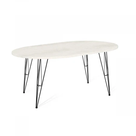 Кухонный стол Sheffilton SHT-TU10/120-80 МДФ овальный черный муар/бетон крем 9080924301