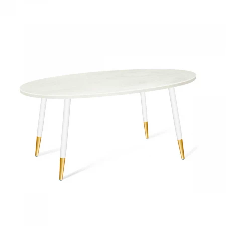 Кухонный стол Sheffilton SHT-TU14/120/80 МДФ овальная белый муар/золото/бетон крем 8098134303