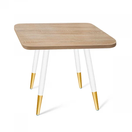 Кухонный стол Sheffilton SHT-TU14/60/60 ЛДСП белый муар/золото/дуб сонома 3769213805