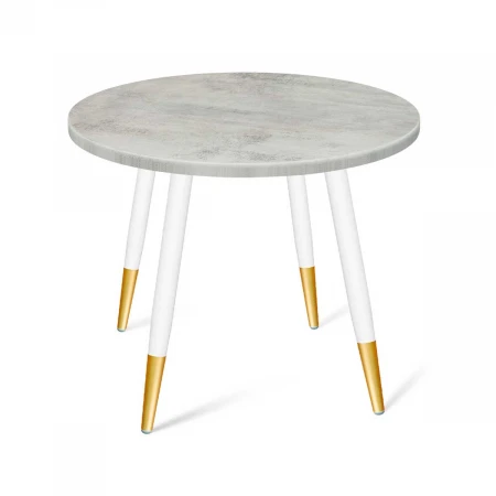 Кухонный стол Sheffilton SHT-TU14/80 МДФ белый муар/золото/бетон светлый 6328796111