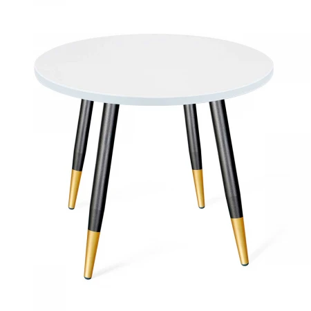 Кухонный стол Sheffilton SHT-TU14/МДФ 80 белоснежная шагрень/чёрный муар/золото 6328796106