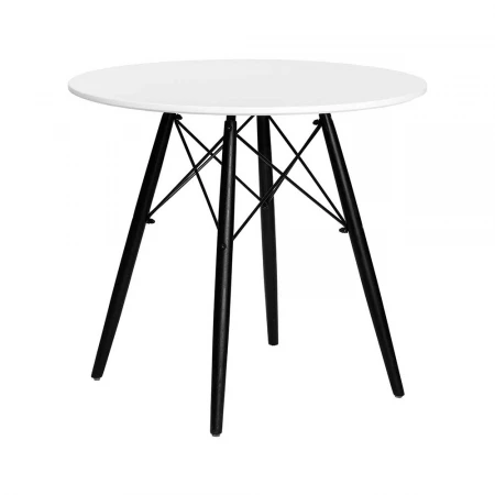 Стол обеденный DOBRIN CHELSEA`80 BLACK (столешница белая, основание черное) 108_BlackBase-TD-LMZL CHELSEA`80 BLACK