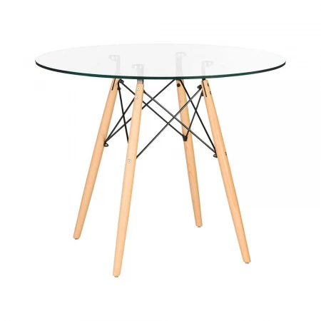 Стол обеденный DOBRIN CHELSEA`90 GLASS (ножки светлый бук, столешница стекло) 109-1-TD-LMZL CHELSEA`90 GLASS