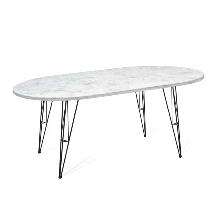 Кухонный стол Sheffilton SHT-TU10/140/80 МДФ овальная черный/мрамор премиум светлый 1190896102