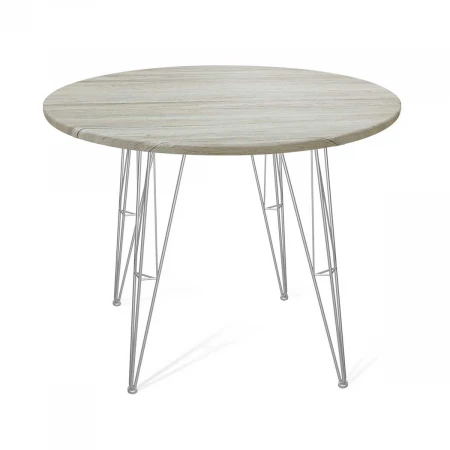 Кухонный стол Sheffilton SHT-TU10/90 МДФ хром лак/дуб верона белый 6454222004