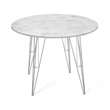 Кухонный стол Sheffilton SHT-TU10/90 МДФ хром лак/мрамор премиум светлый 6454222005