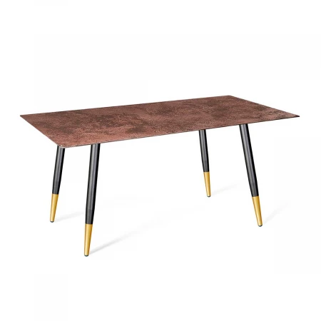 Кухонный стол Sheffilton SHT-TU14/100/75 керамика коричневая сепия/чёрный муар/золото 8826089101