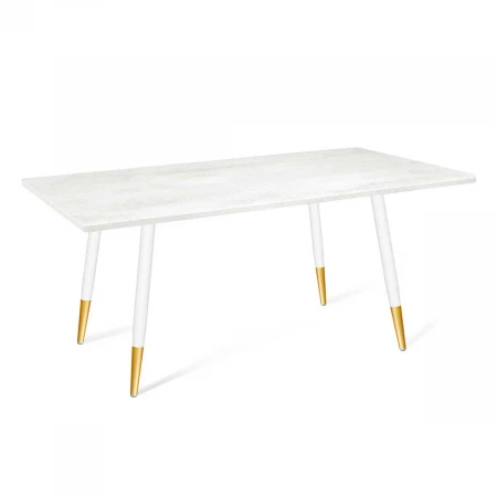 Кухонный стол Sheffilton SHT-TU14/120/80 МДФ белый муар/золото/голубой бетон 1396635306