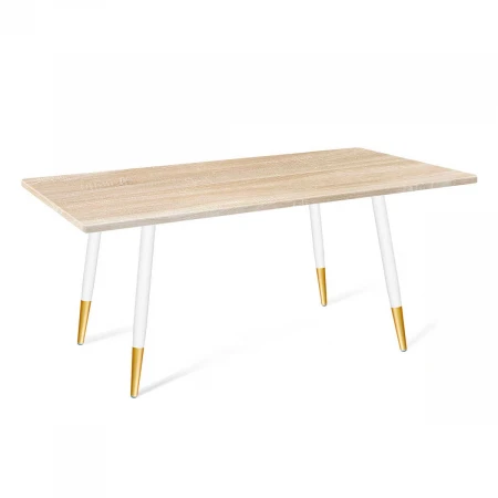 Кухонный стол Sheffilton SHT-TU14/120/80 МДФ белый муар/золото/дуб сонома светлый 1396635308