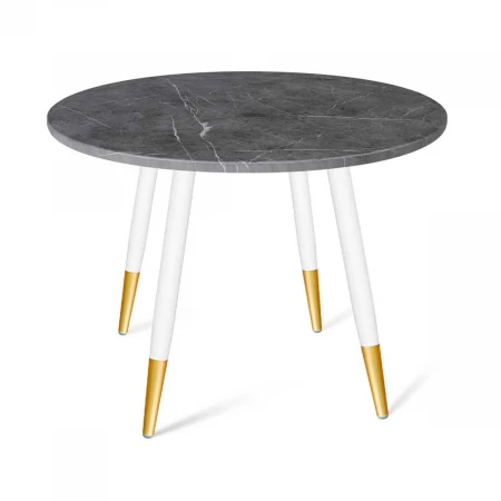 Кухонный стол Sheffilton SHT-TU14/90 МДФ белый муар/золото/мрамор премиум темн. 3382489908