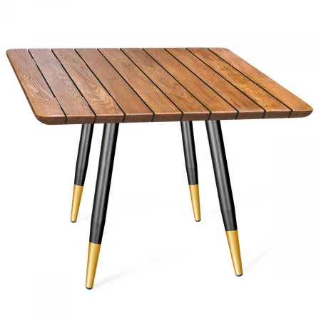 Кухонный стол Sheffilton SHT-TU14/ДУБ 80/80 дуб браш.коричневый/чёрный муар/золото 1357551802