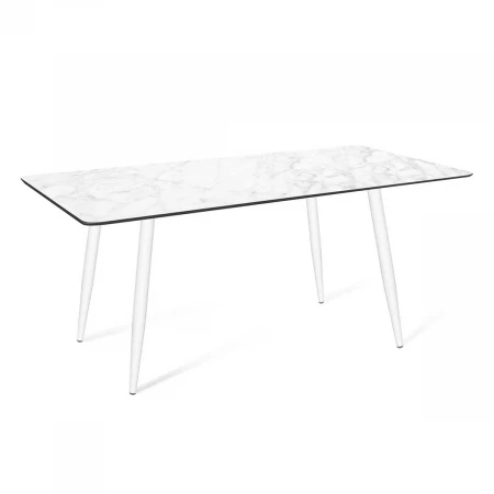 Кухонный стол Sheffilton SHT-TU14/ТT27-1 120/76 пластик HPL белый муар/белая аврора 3227631401