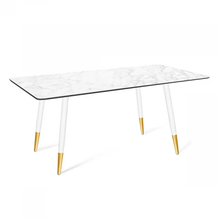 Кухонный стол Sheffilton SHT-TU14/ТT27-1 120/76 пластик HPL белый муар/золото/белая аврора 3227631403