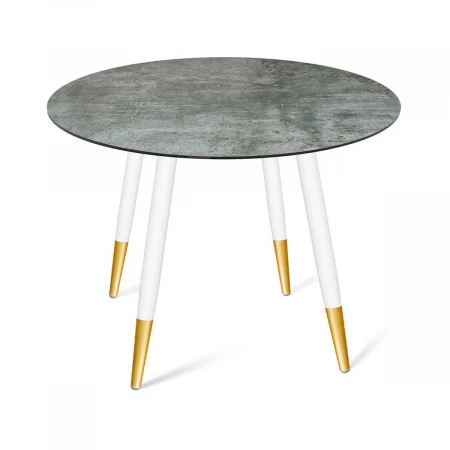 Кухонный стол Sheffilton SHT-TU14/ТT27-1 90 пластик HPL белый муар/золото/бостон темный 8164070101