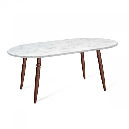 Кухонный стол Sheffilton SHT-TU15/140/80 МДФ овальная медный металлик/мрамор премиум светлый 8101554401