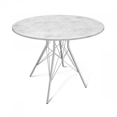 Кухонный стол Sheffilton SHT-TU2-1/90 МДФ хром лак/мрамор премиум светлый 4720614804