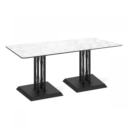 Кухонный стол Sheffilton SHT-TU6-BS2/ТT27-1 120/76 пластик HPL черный/белая аврора 7001337801