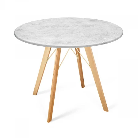 Кухонный стол Sheffilton SHT-TU9/90 МДФ прозрачный лак/мрамор премиум светлый 1855979006