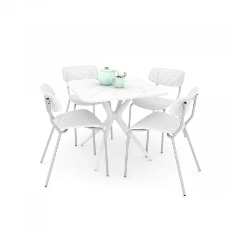 Обеденная группа Sheffilton SHT-DS129 белый/хром лак 3684311501