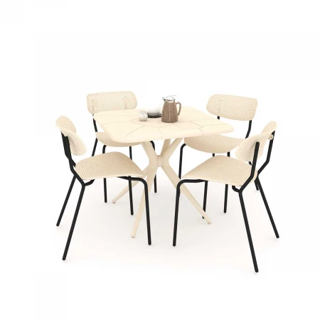 Обеденная группа Sheffilton SHT-DS128 бежевый/черный муар 8639547701