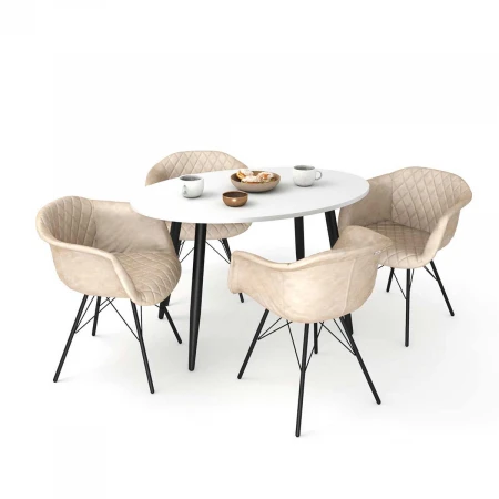 Обеденная группа Sheffilton SHT-DS143 кремовый/бетон крем/черный муар 8923456201