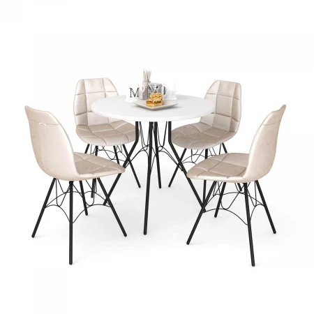 Обеденная группа Sheffilton SHT-DS145 жемчужный/белый/черный 6875345401