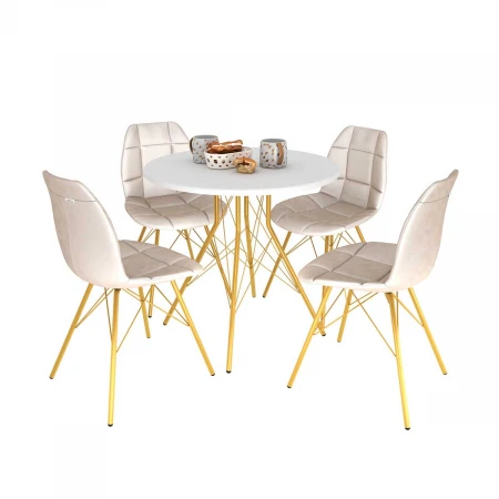 Обеденная группа Sheffilton SHT-DS146 жемчужный/белый/золото 6034672801