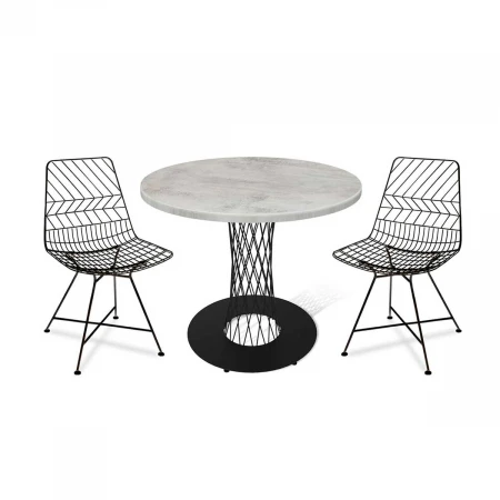 Обеденная группа Sheffilton SHT-DS152 черный муар/бетон светлый/черный 6285201801