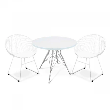 Обеденная группа Sheffilton SHT-DS153 белоснежная шагрень/хром лак/белый 5486023501