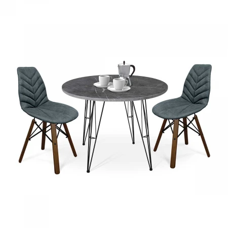 Обеденная группа Sheffilton SHT-DS180 мрамор прем./графит/черный/темный орех 8202373001