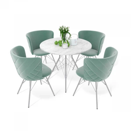 Обеденная группа Sheffilton SHT-DS189 мрам.прем.светл./нежная мята/хром лак 8550297001