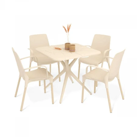 Обеденная группа Sheffilton SHT-DS202 бежевый/ваниль 8908694601