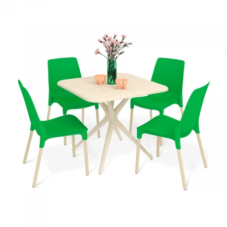 Обеденная группа Sheffilton SHT-DS203 бежевый/зеленый/ваниль 9815839301